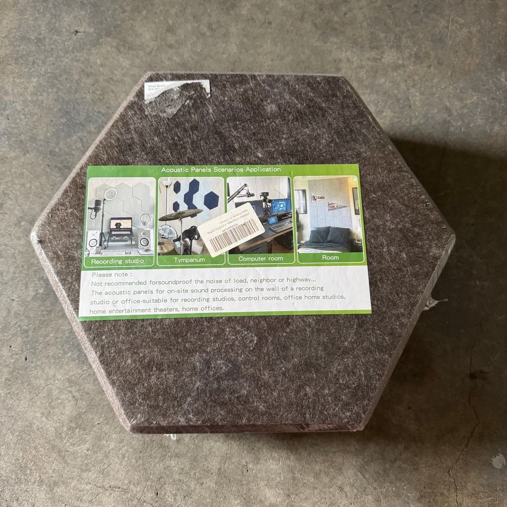 ZHERMAO Acoustic Panels Hexagon Sound Proofing Wall Tiles Studio Foam Brown 12‎